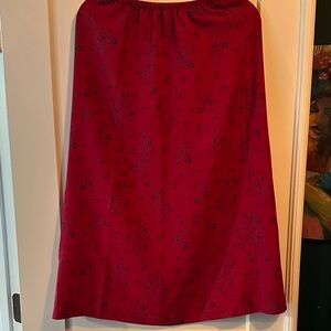 Leslie Fay Red A-Line Skirt with Floral Design